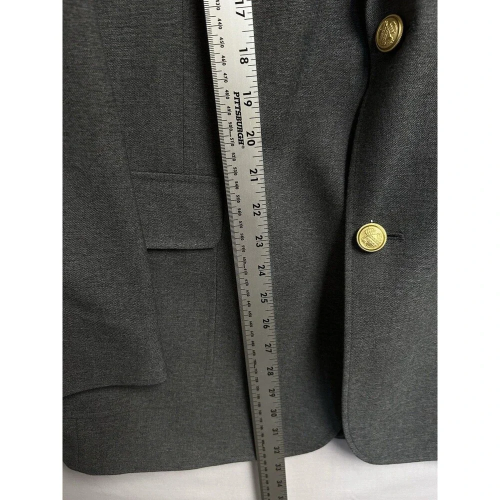 David Taylor Blazer Charcoal Grey Gold Button Single Vented Mens 42L NWT